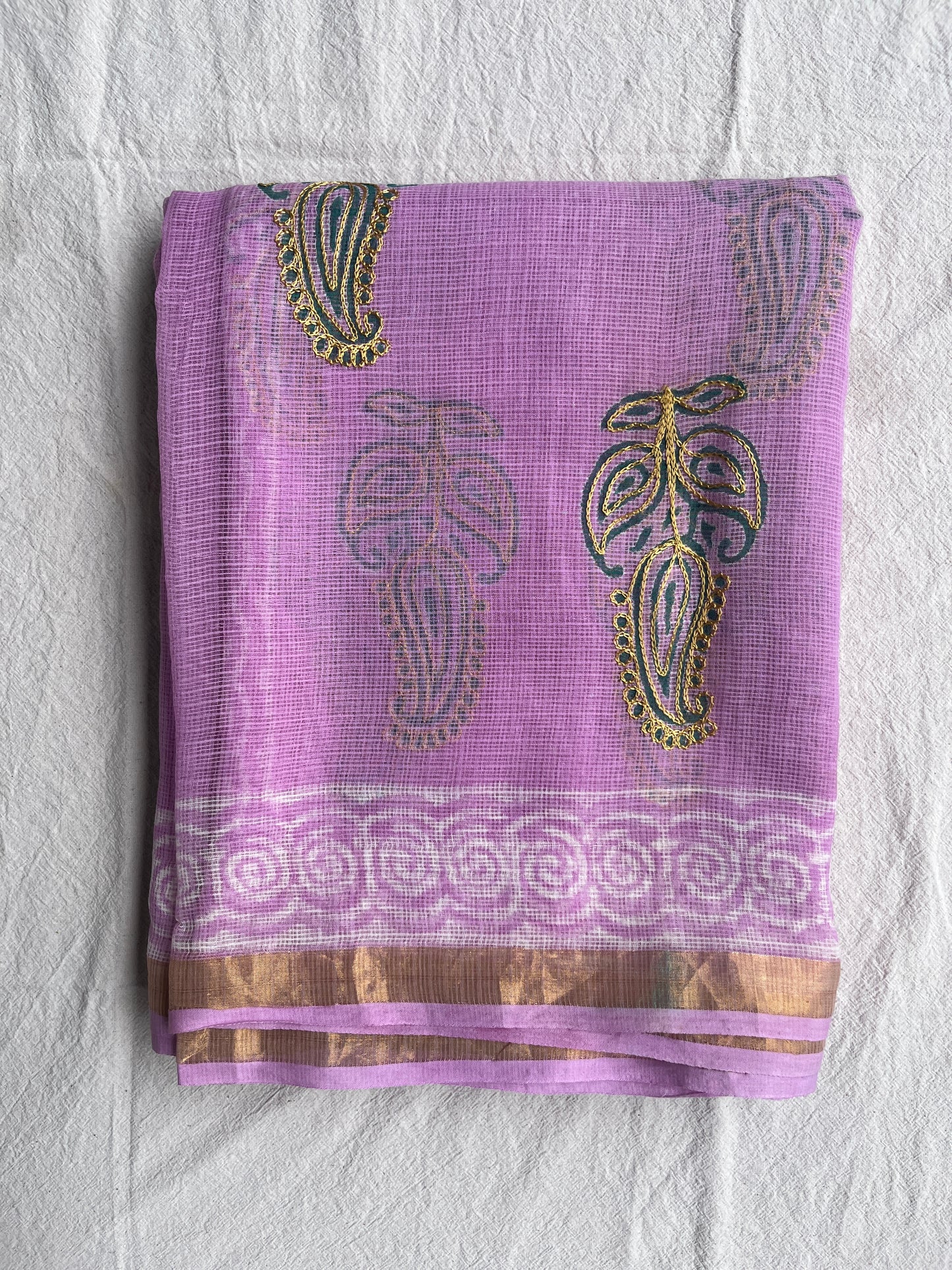 Kota Doria in Hand Embroidery Saree