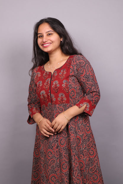 Ajrakh Hand Block printed Aline Kurti