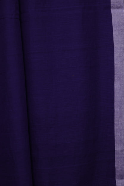 Blue Pure Handwoven Malai Cotton Saree with Butta Weaving border