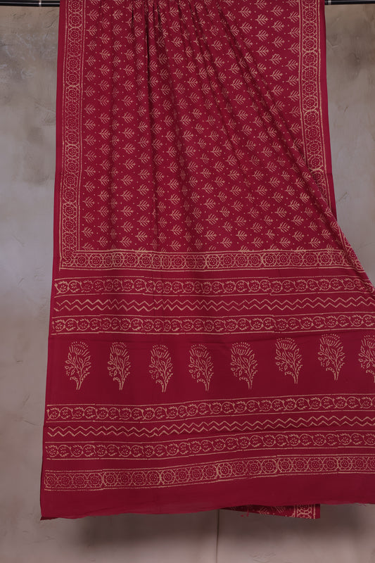Bagru Handblock printed MulMul cotton saree