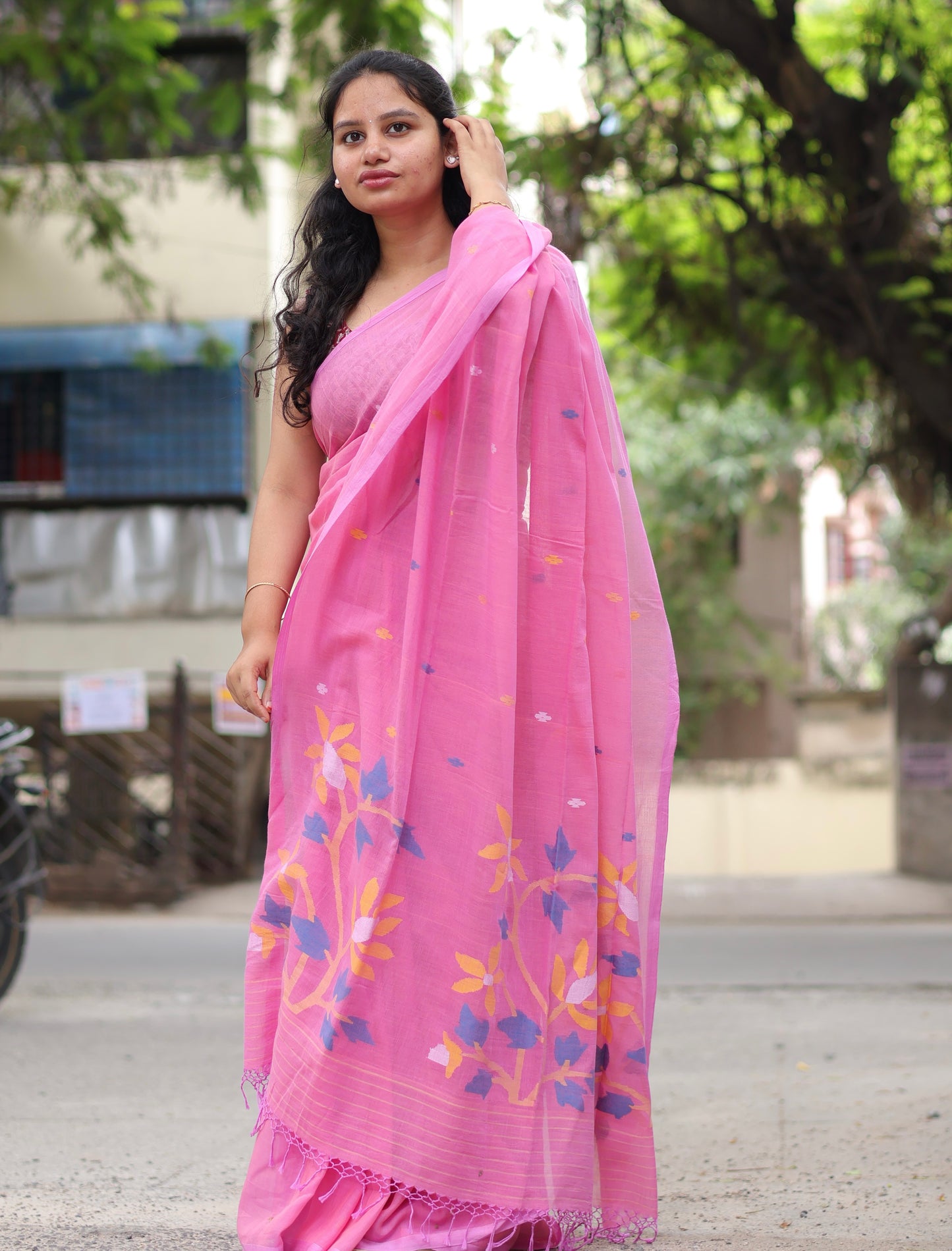 Pure Handwoven Jamdhani Malai Cotton Saree
