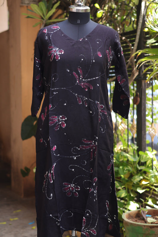 Hand drawn Batik silk Kurti