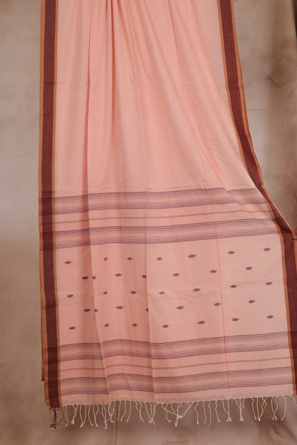 Pure Handwoven Jamdhani checks butta Malai Cotton Saree