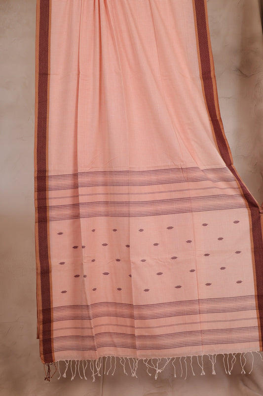 Pure Handwoven Jamdhani checks butta Malai Cotton Saree