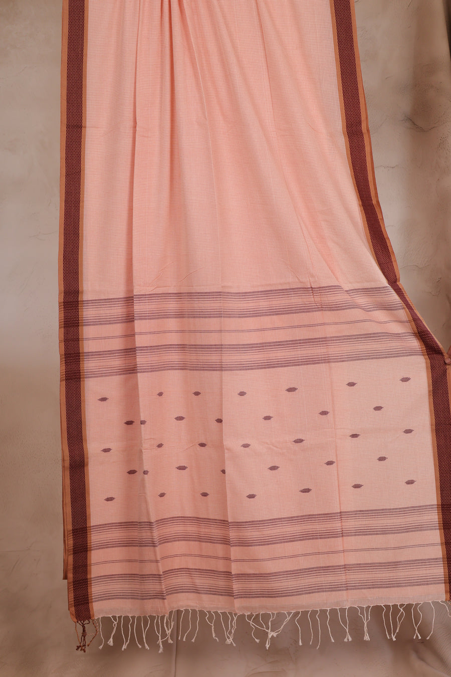 Pure Handwoven Jamdhani checks butta Malai Cotton Saree