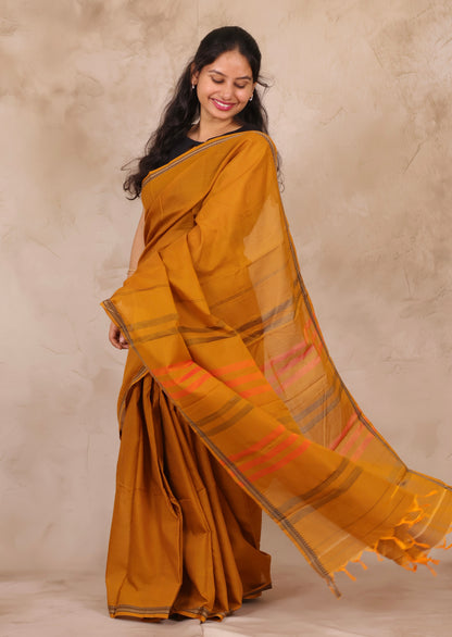 Yellow Narayanpet Cotton Saree | Looms & Tassels