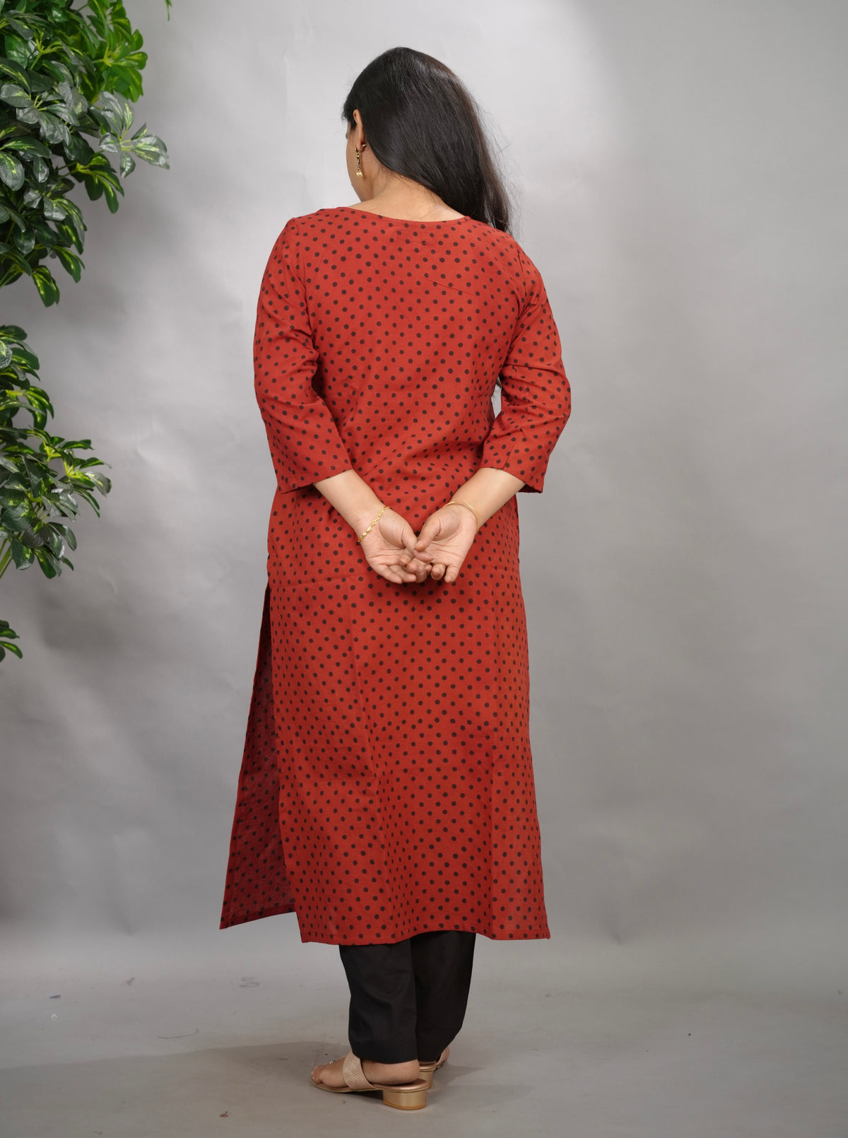 Maroon Ajrakh Pattern Hand Block printed Kurti | Looms & Tassels