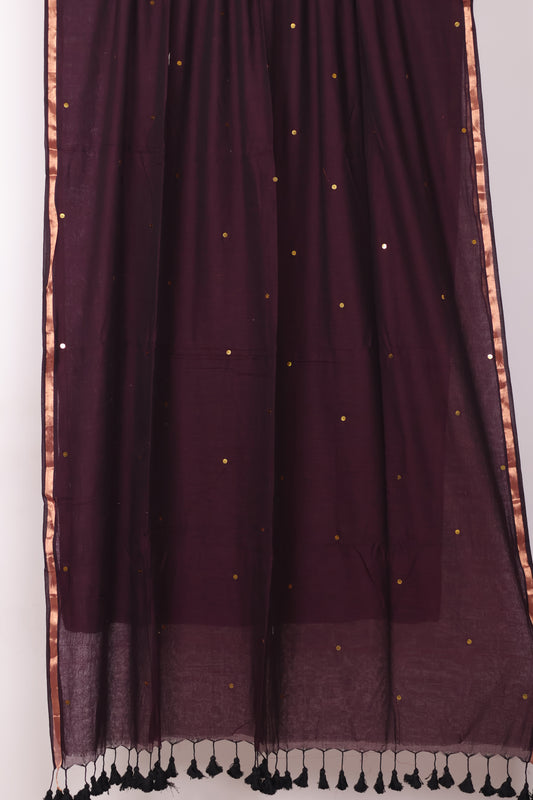 Pure Handwoven Malai Cotton Saree with Sequence Work