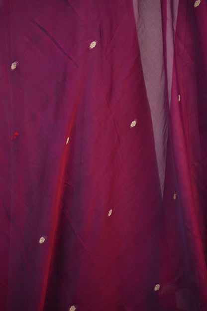 Rama Blue Narayanpet Cotton Anarkali Dress with Magenta Narayanpet Dupatta | Looms & Tassels