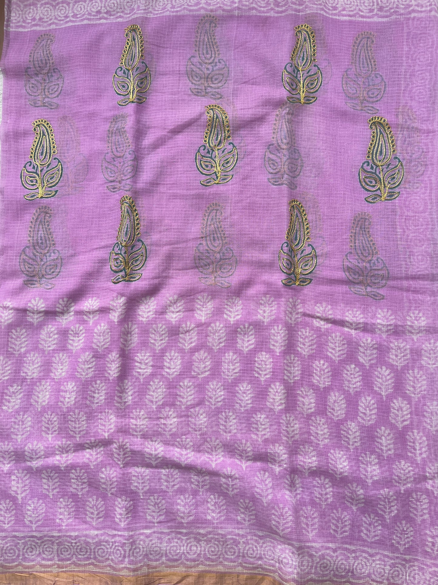 Kota Doria in Hand Embroidery Saree