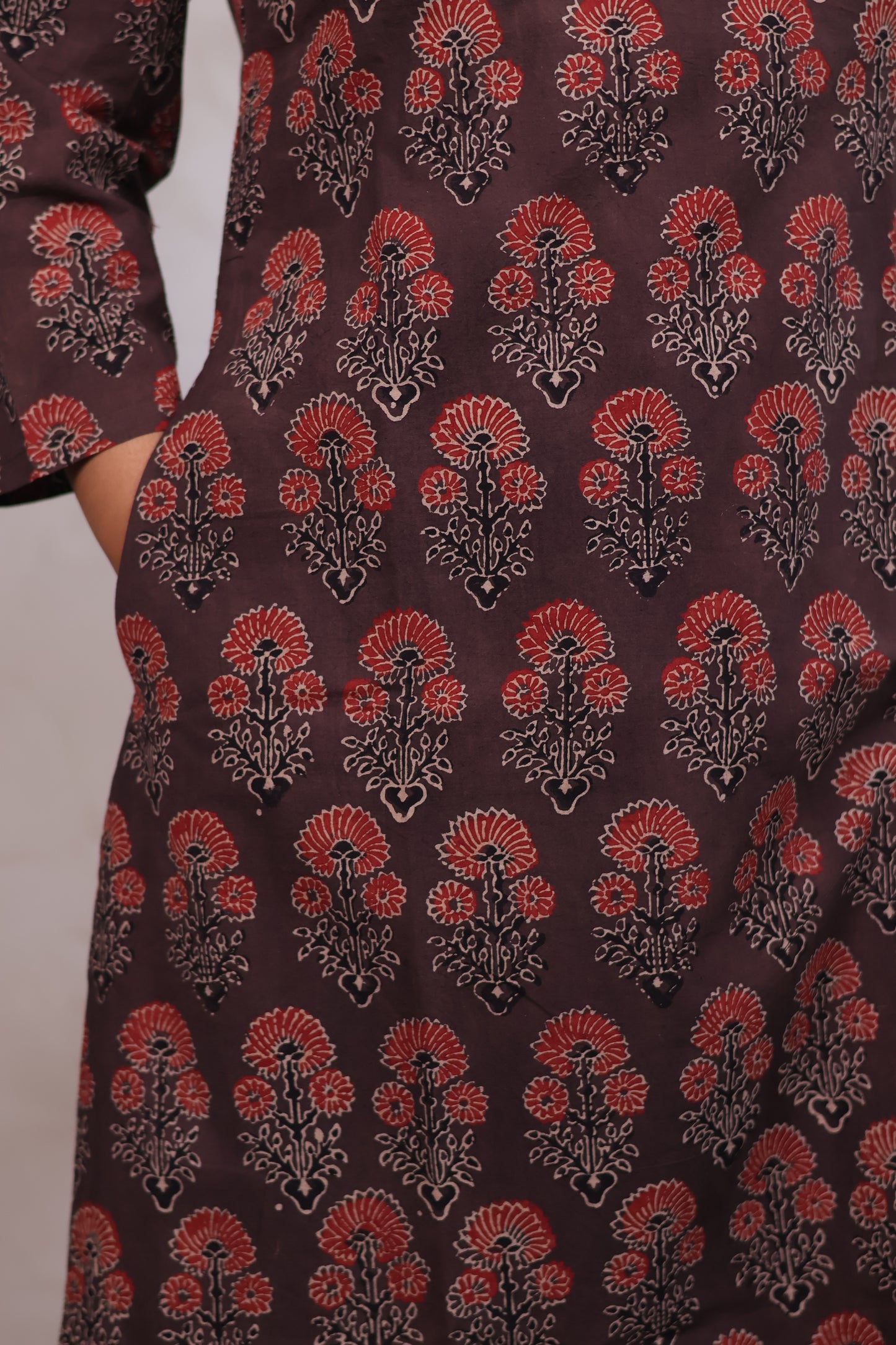 Ajrakh Hand Block Printed Kurti | Looms & Tassels