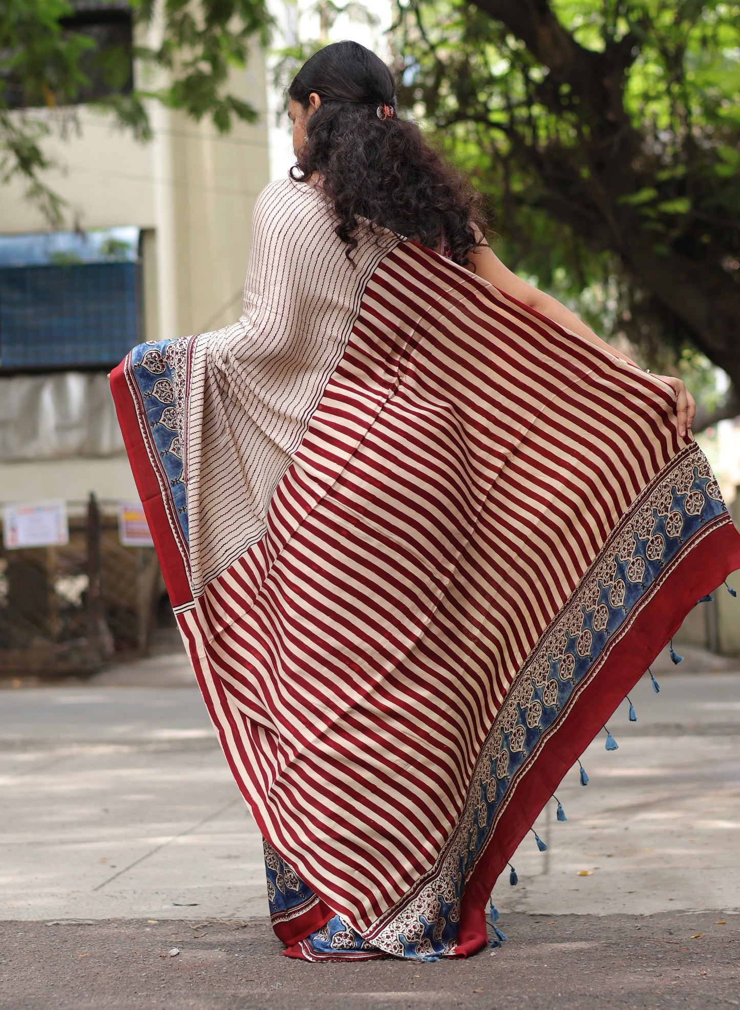 Ajrakh Modal Silk Saree