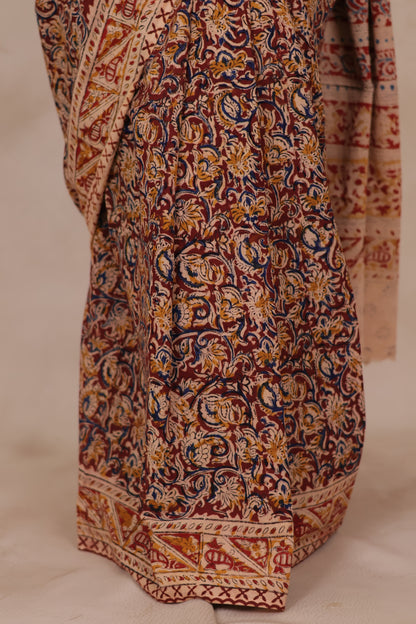 Hand Block Printed Kalamkari Cotton Saree