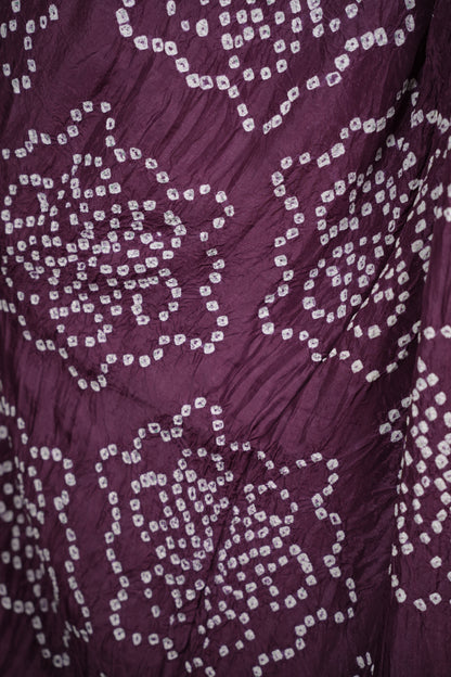 Purple Handcrafted  Pattern Bandhani Paithani Dola Silk Saree | Looms & Tassels