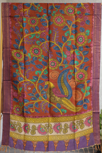 Pen Kalamkari chennur silk duppata