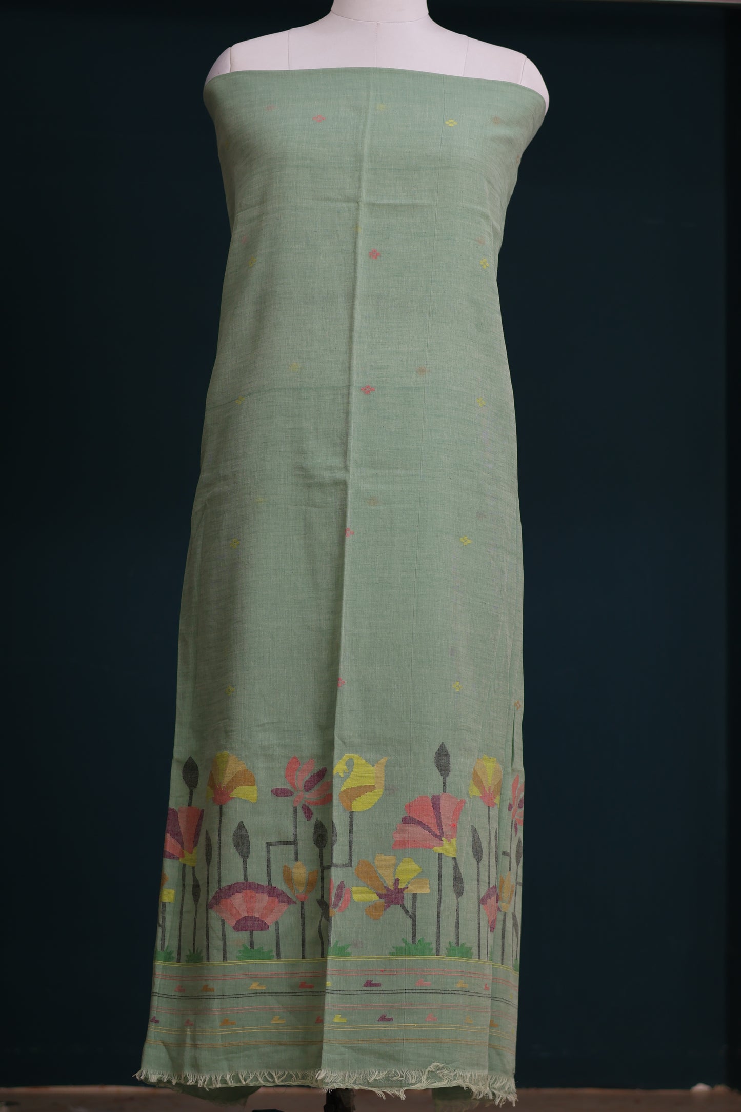 Handwoven Jamdhani pure Malai cotton 2 piece suit sets