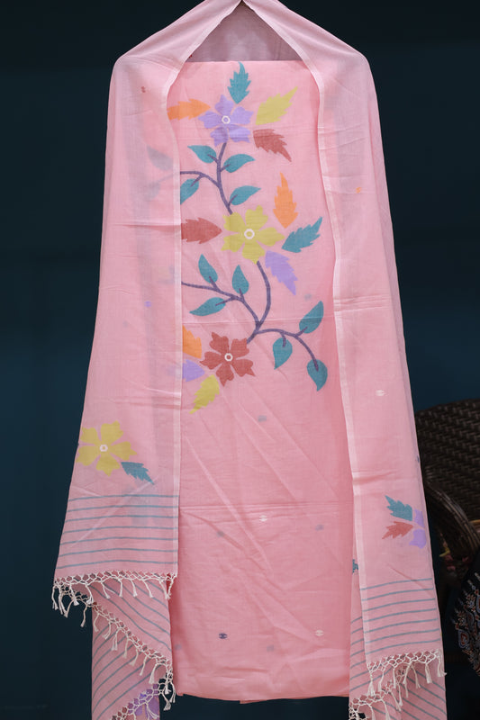 Handwoven Jamdhani pure Malai cotton 2 piece suit sets