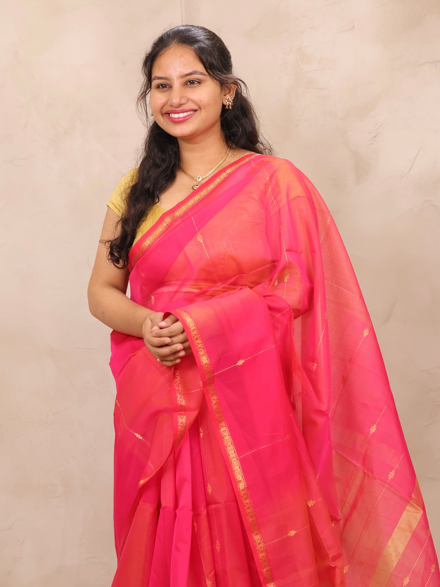 Dual Tone Handloom Maheswari Silk Cotton Sarees | Looms & Tassels