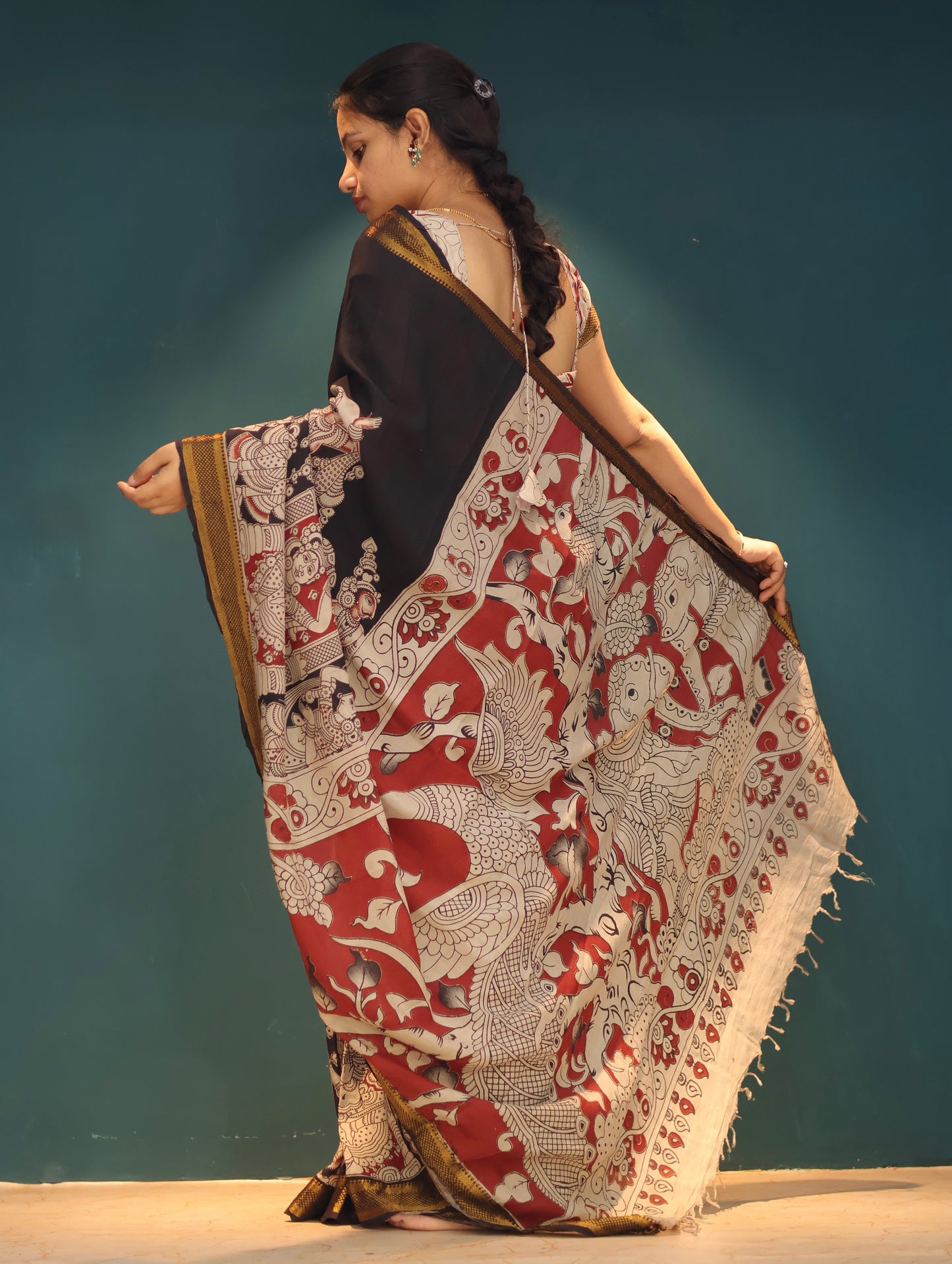 Nizam Border Kalamkari Silk Saree