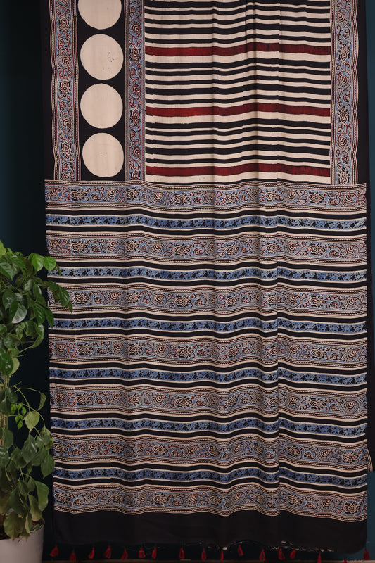 Contemporary Ajrakh Modal Silk Saree