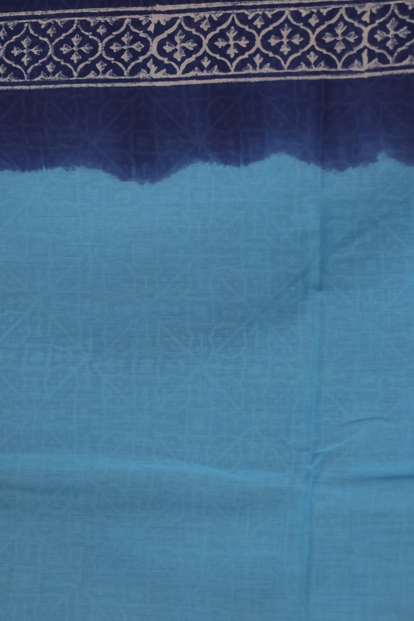 Blue Bagru Handblock printed MulMul cotton saree | Looms & Tassels