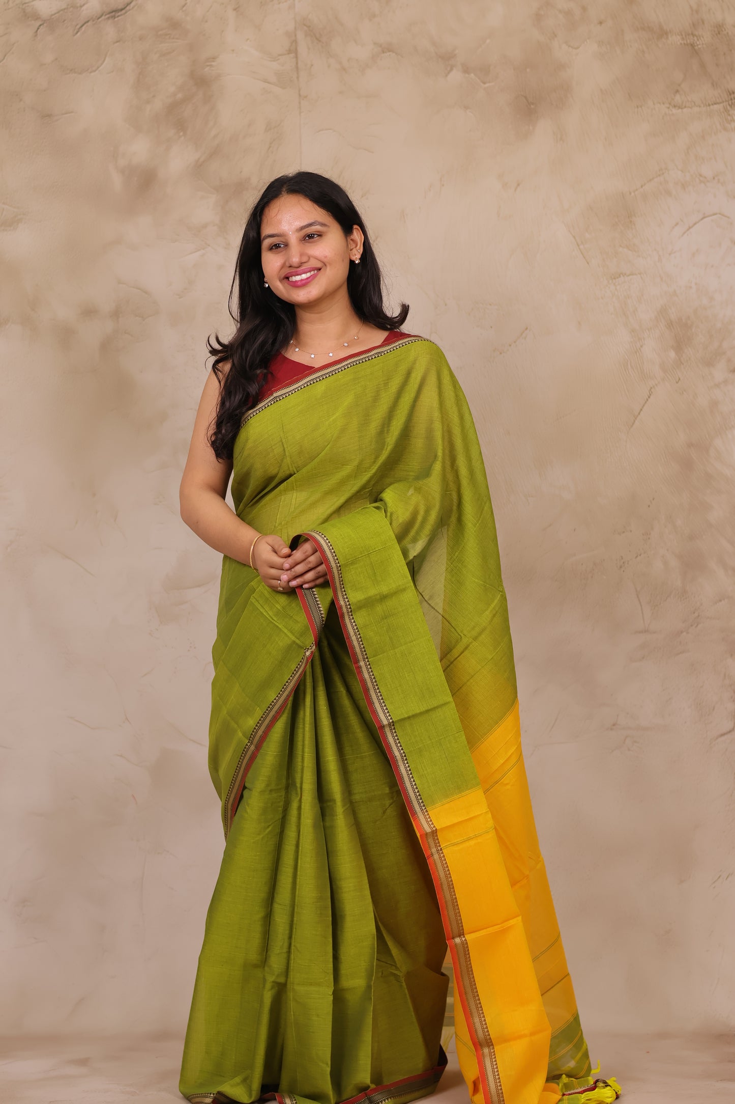 Green Narayanpet Cotton Saree | Looms & Tassels