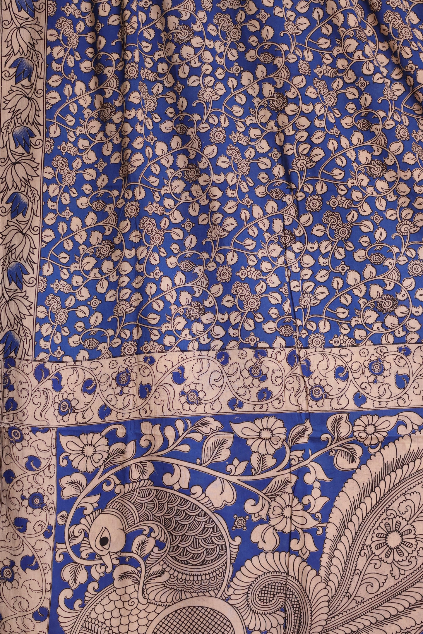 Blue Kalamkari Cotton Saree