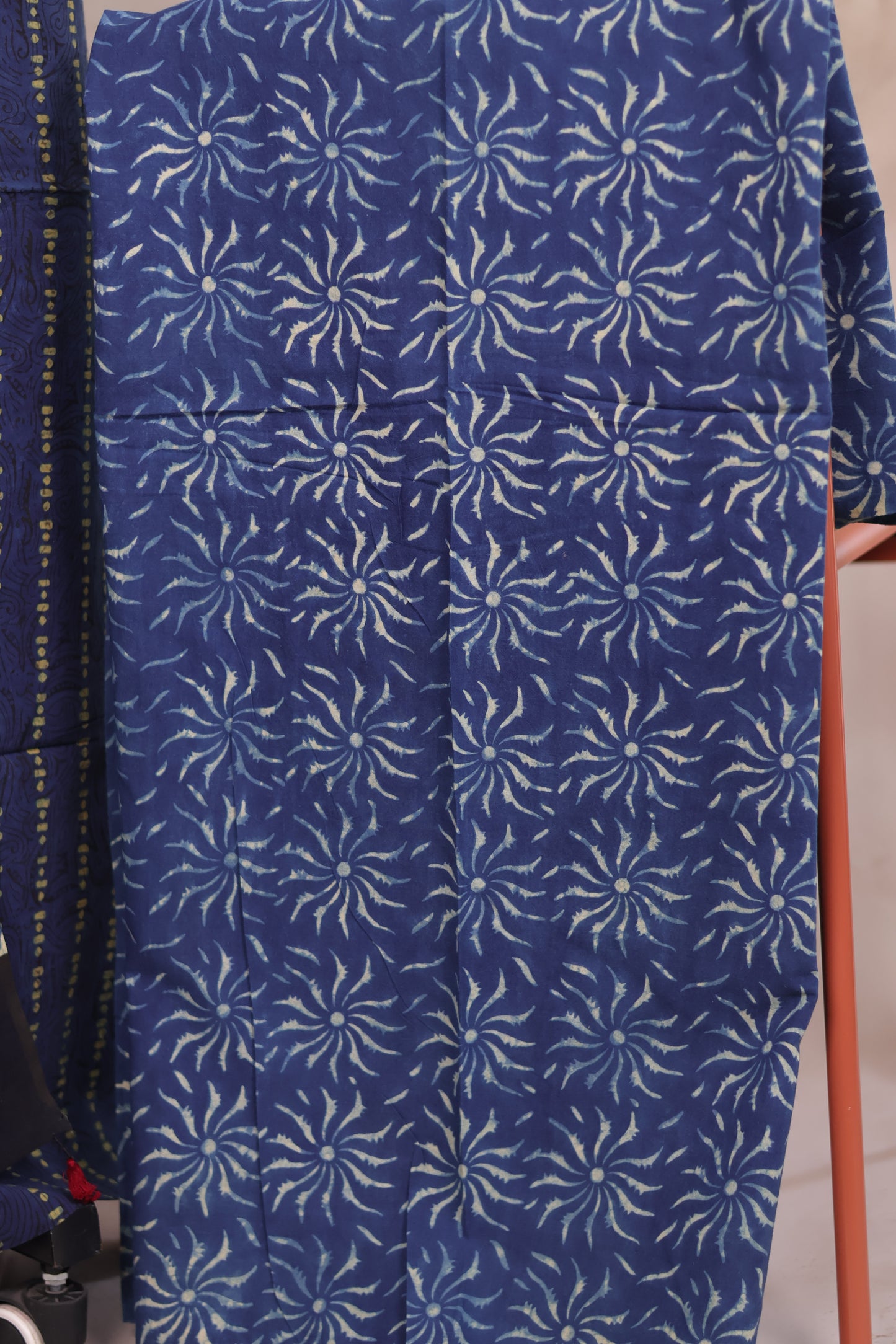 Blue Ajrakh Handblock Printed Pure Cotton 3 piece suit set | Looms & Tassels