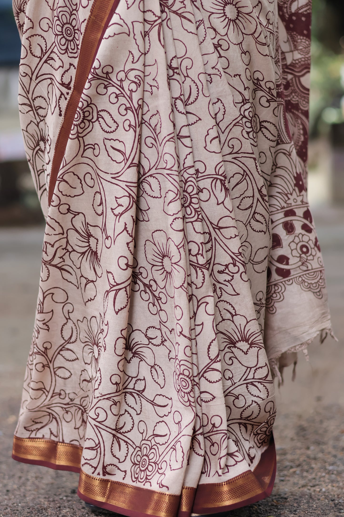 Nizam Border Kalamkari Silk Sare