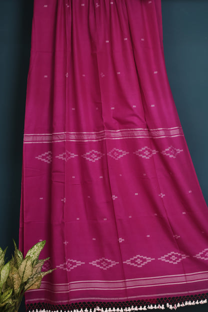 Pure Handwoven Malai Cotton Saree with Butta Weaving