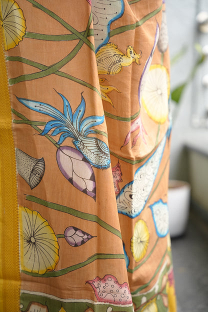 Pen Kalamkari chennur silk duppata