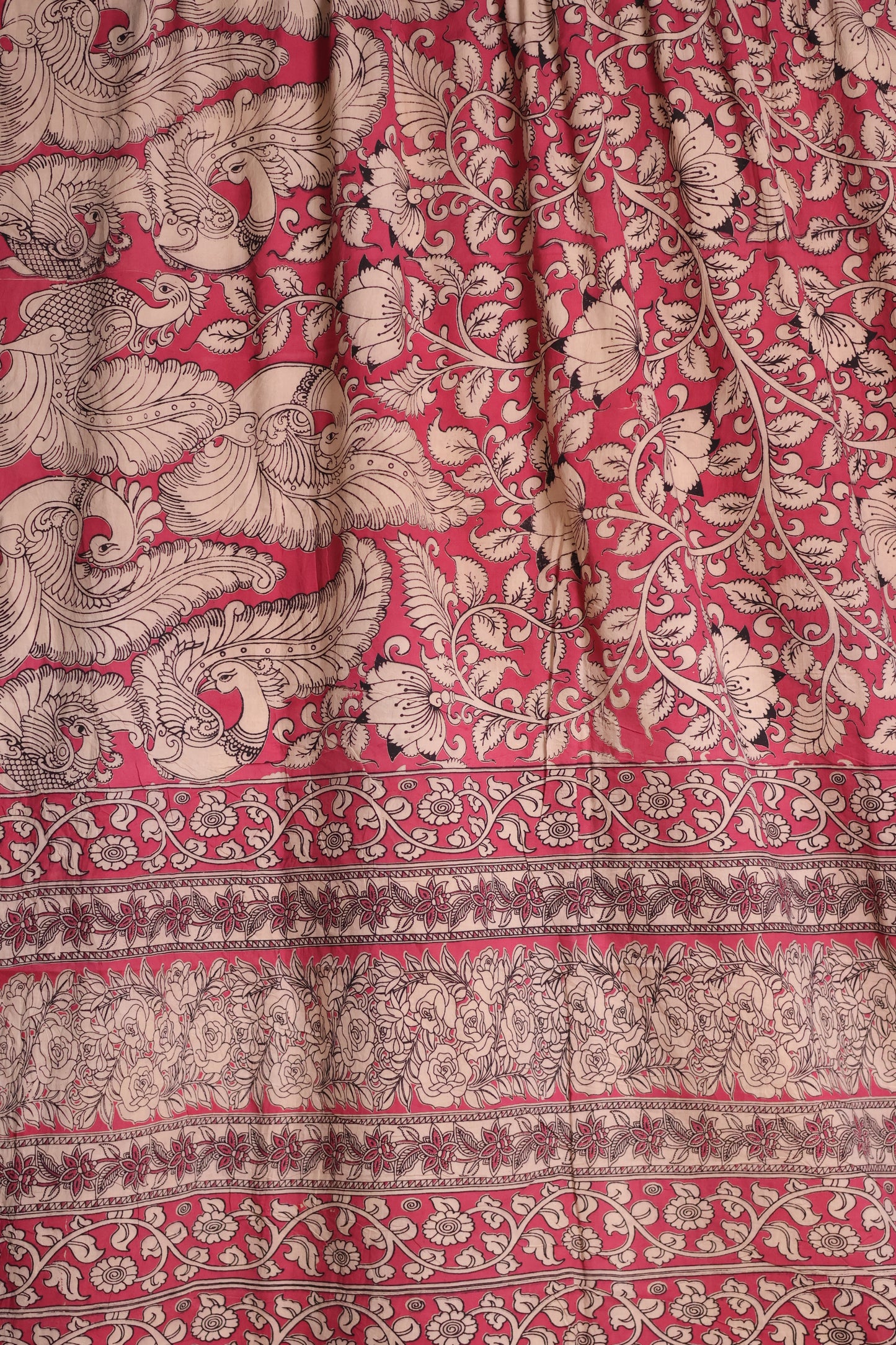 Pink Kalamkari Cotton Saree