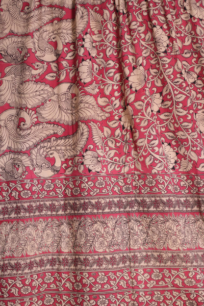 Pink Kalamkari Cotton Saree