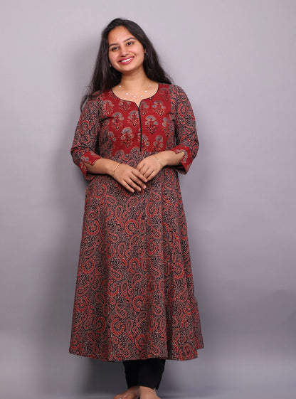 Ajrakh Hand Block printed Aline Kurti