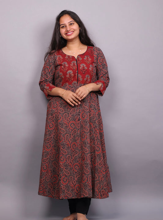 Ajrakh Hand Block printed Aline Kurti