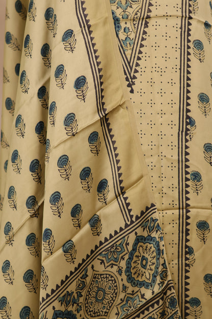 Ajrakh Handblock Printed Modal Silk 2 Piece Suit Set | Looms & Tassels