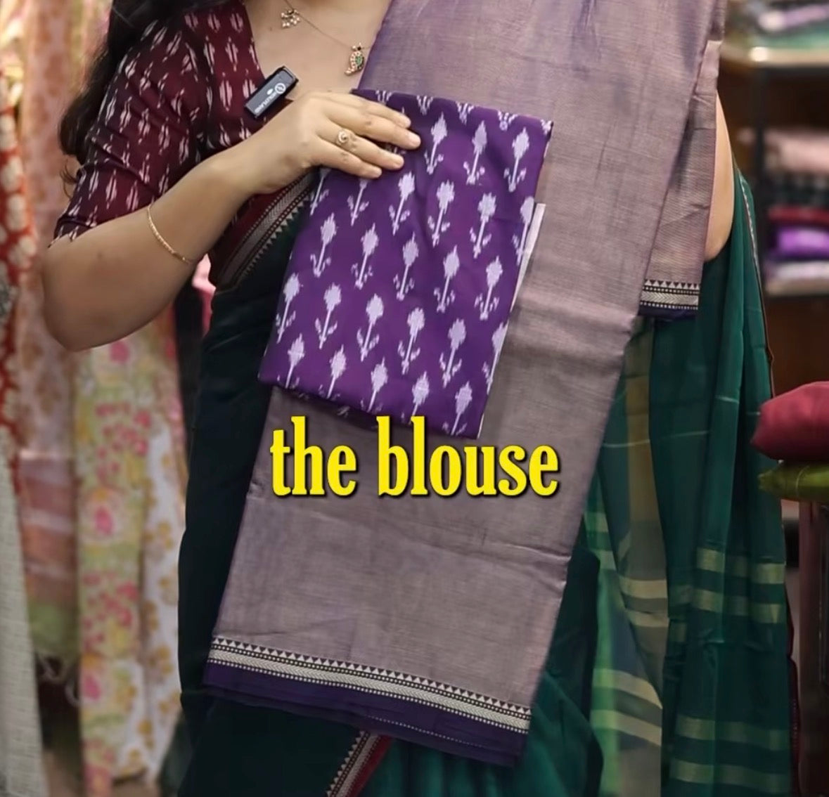 Lavender Narayanpet Cotton Saree with Ikkat Blouse Piece | Looms & Tassels