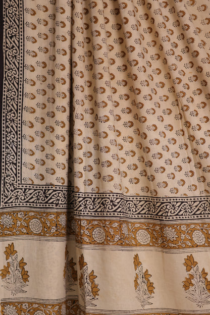 Bagru Handblock printed MulMul cotton saree