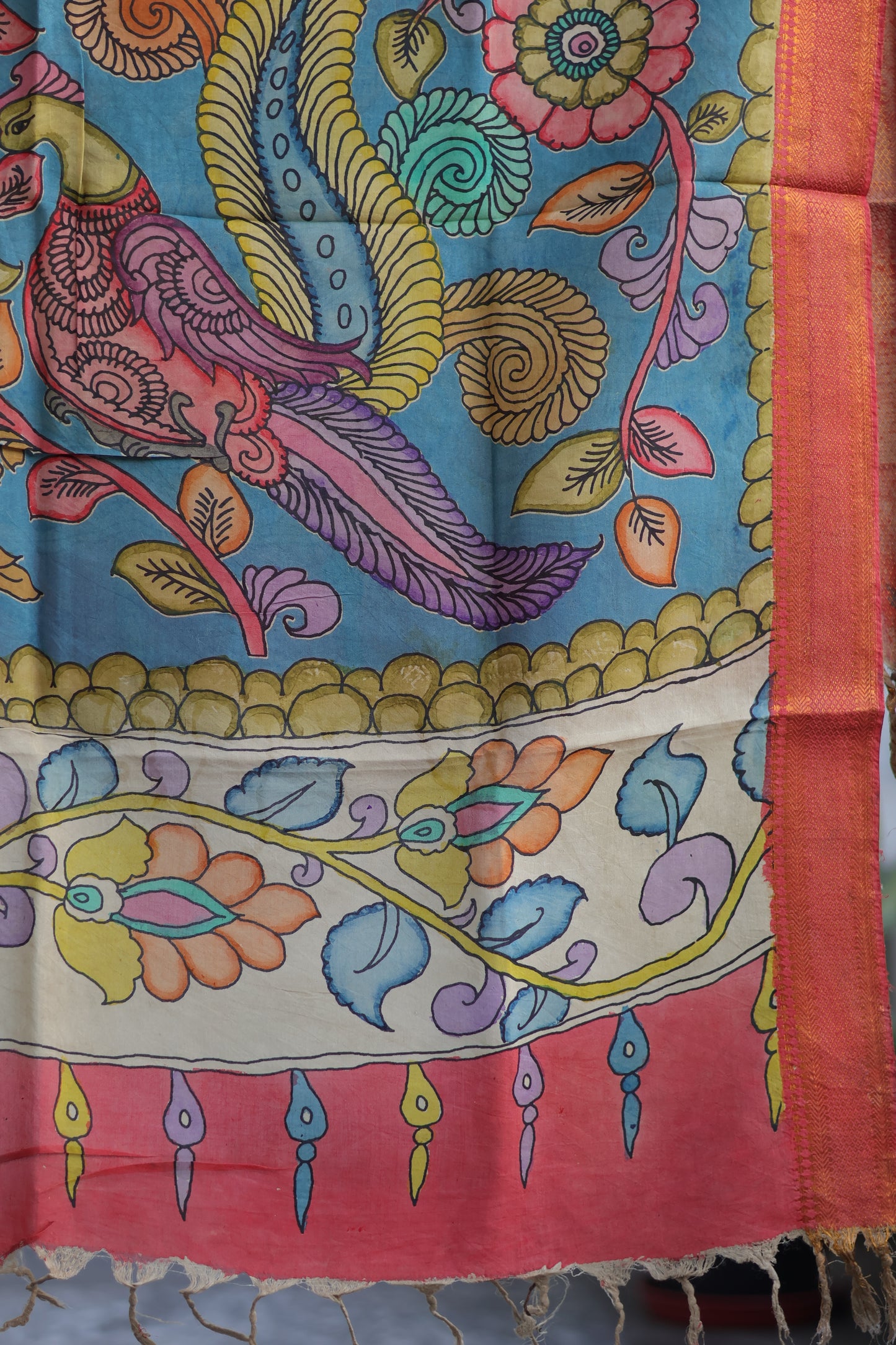 Pen Kalamkari chennur silk duppata