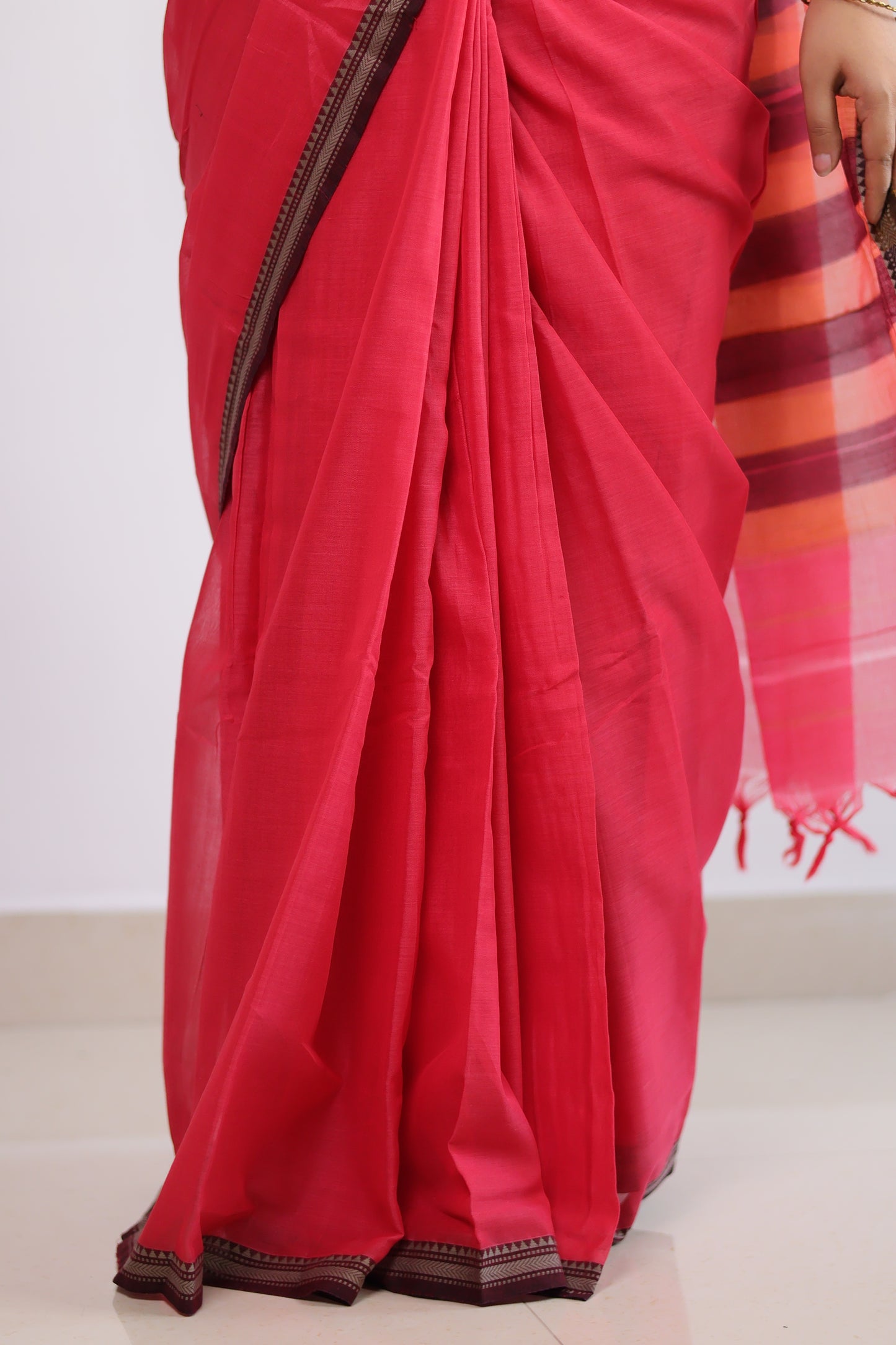 Pink Narayanpet Cotton Saree