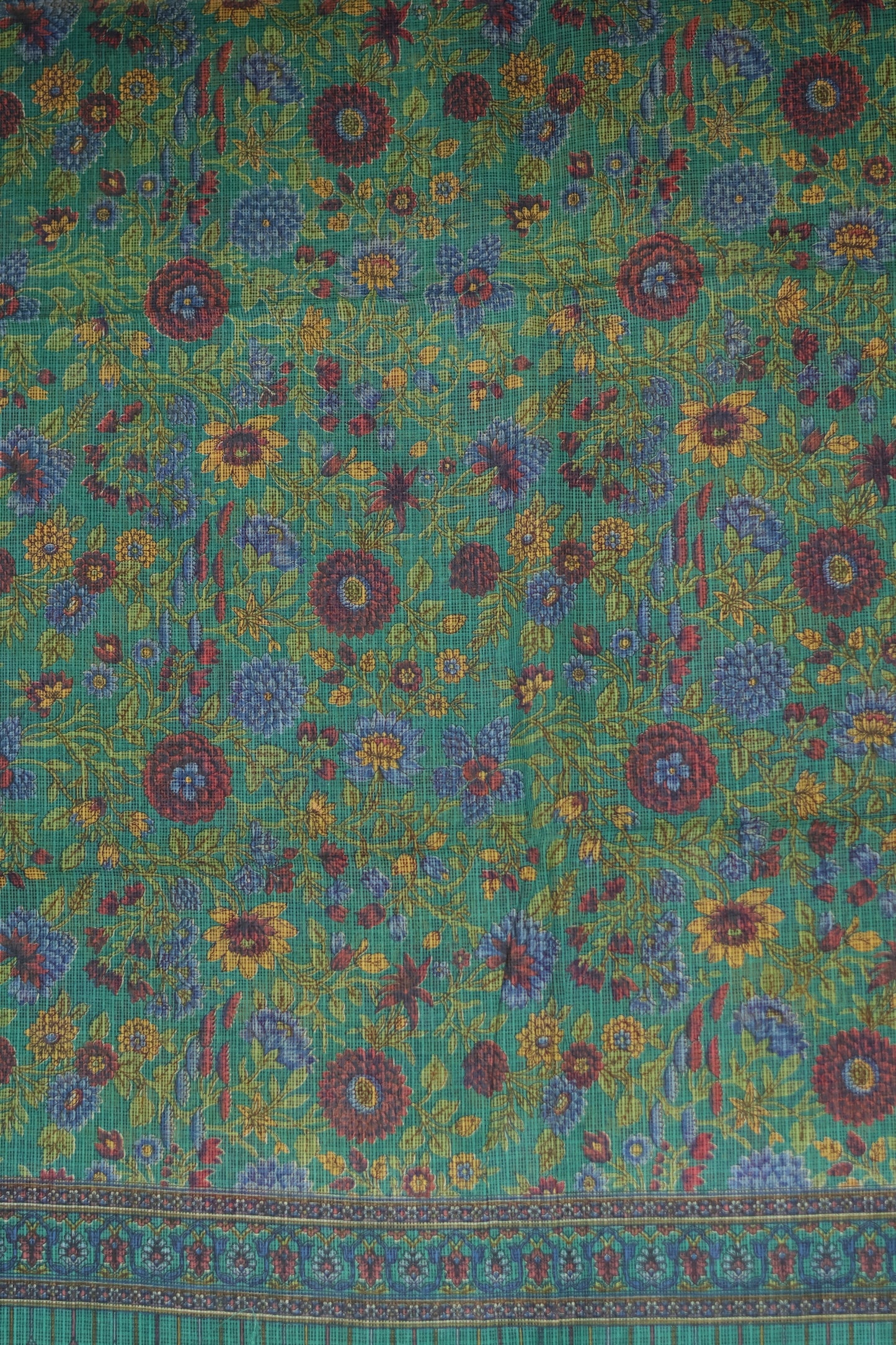 Sea Green Digital printed Kota Doria Saree