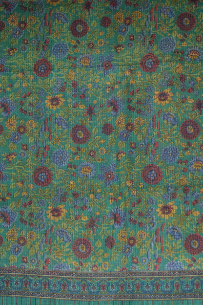 Sea Green Digital printed Kota Doria Saree