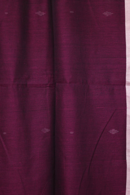 Wine Pure Handwoven Mercerised Cotton Saree with Butta Weaving