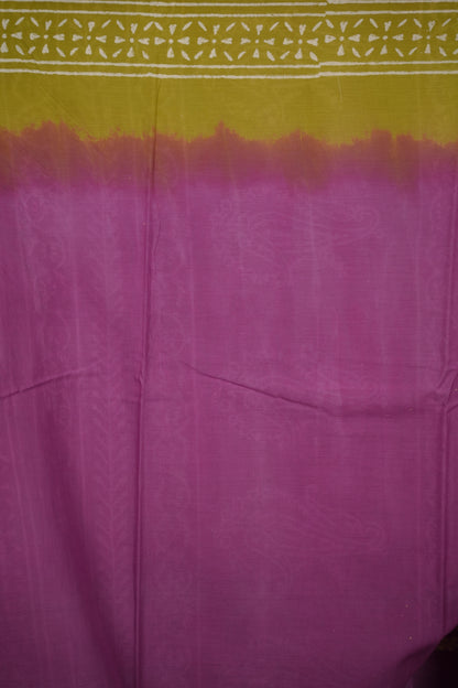 Magenta Bagru Handblock printed MulMul cotton saree | Looms & Tassels