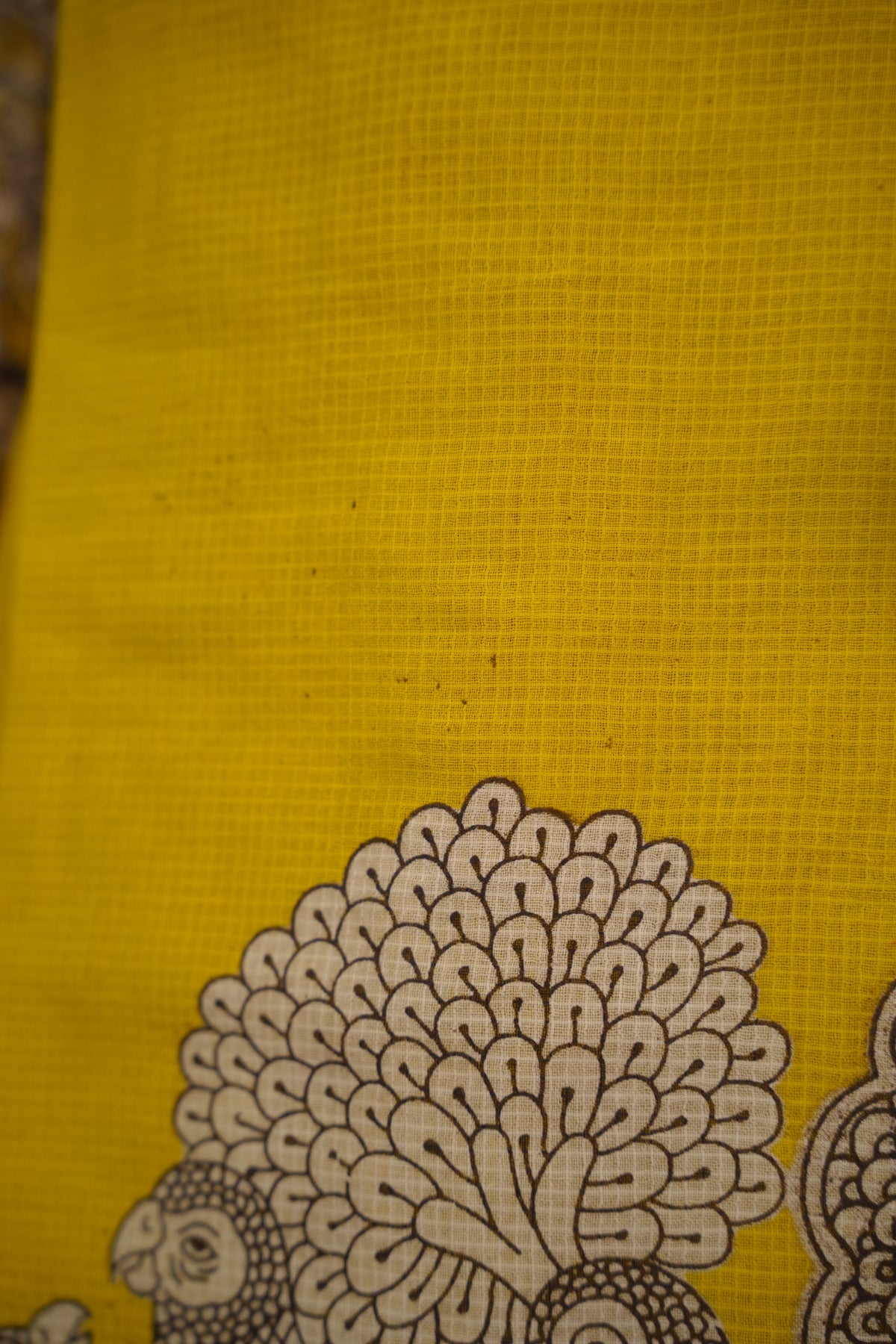 Yellow Kalamkari Kota Cotton 3 piece suit (stitched) | Looms & Tassels