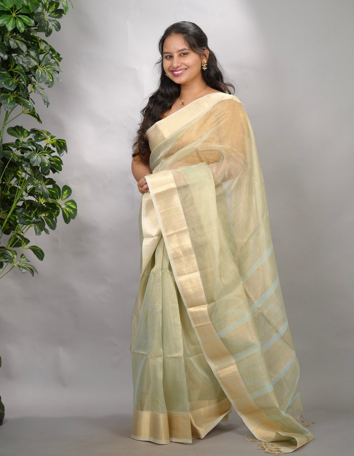 Checks Handloom Maheswari Tissue Silk Cotton Sarees | Looms & Tassels