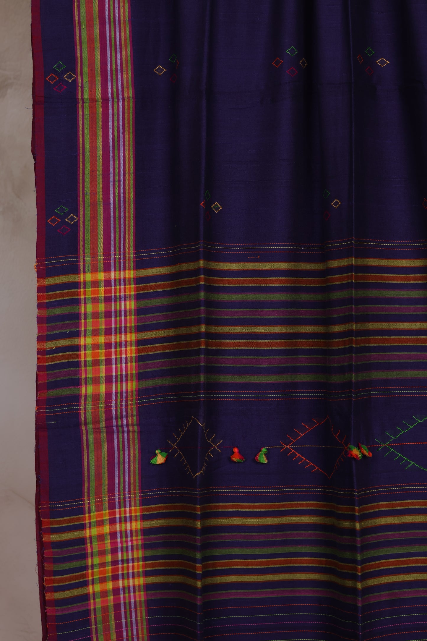Blue Bhujodi weaving Malai Cotton Saree | Looms & Tassels