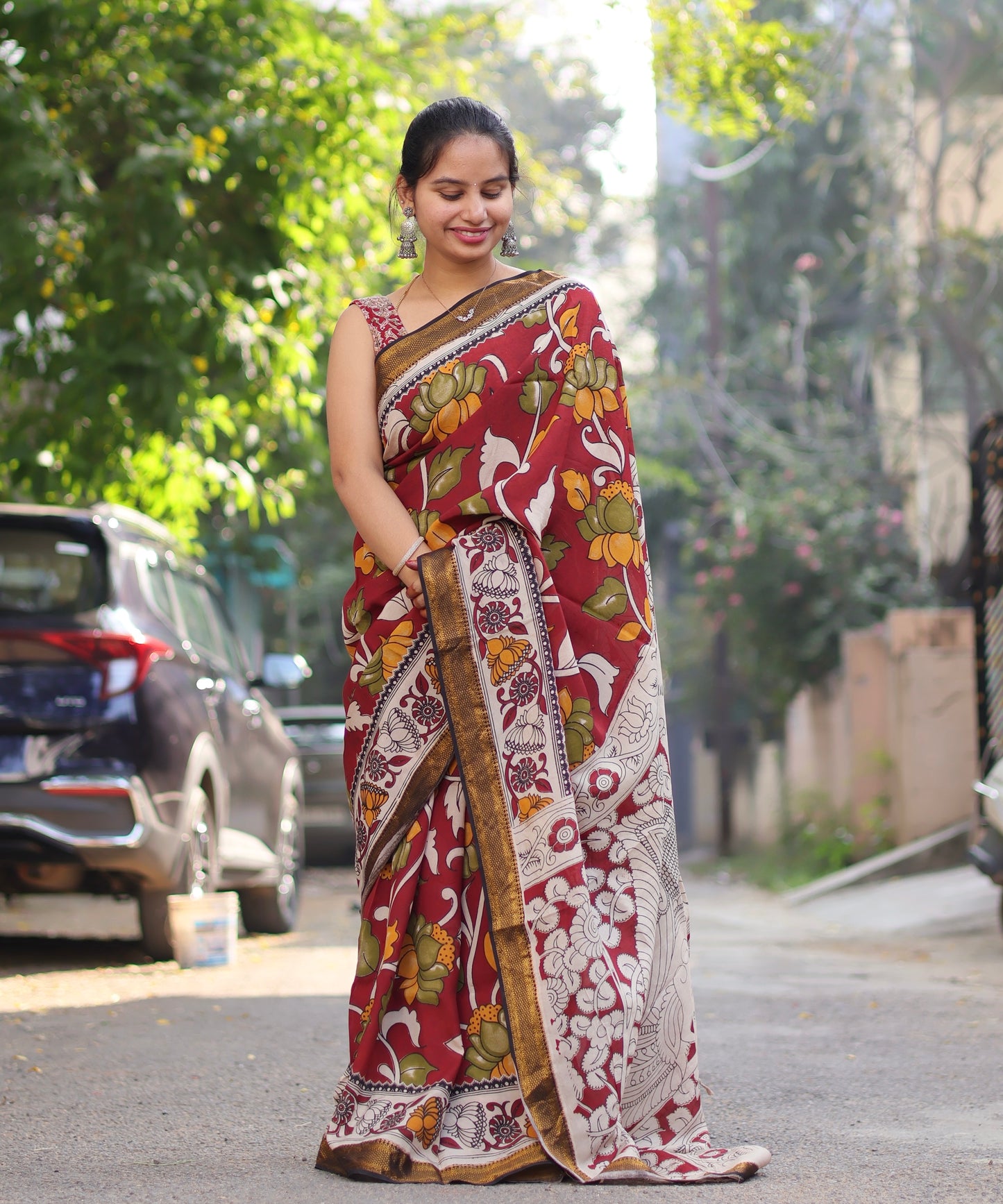 Nizam Border Kalamkari Silk Saree