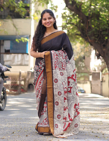 Black chennur silk Handcrafted Nizam Border Saree