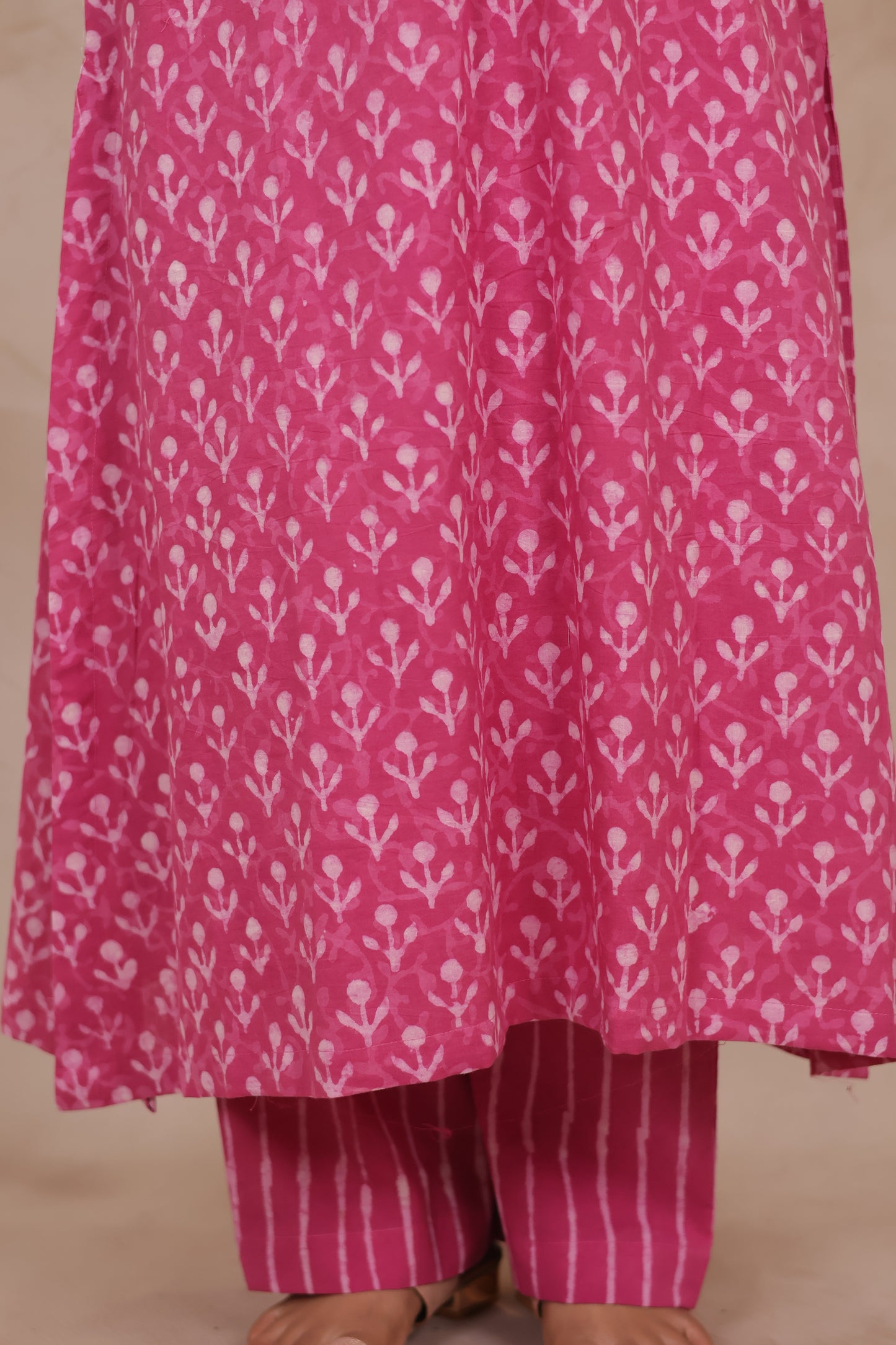 Pink Pure Mul Cotton Aline Kurta Set (Set of 2) | Looms & Tassels